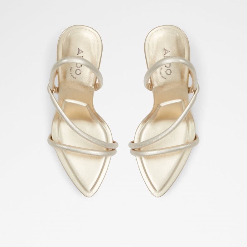 Aldo New Arrival Dorah Sling Back Heeled Sandal Gold Fashion