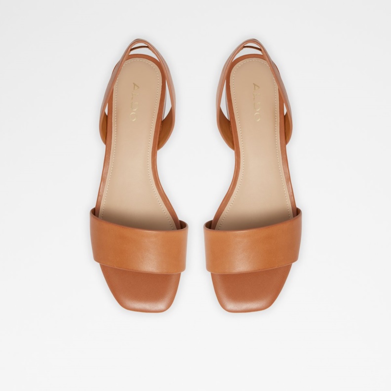 Aldo Cognac Fashion Doredda Sling Back Flat Sandal Block Heel