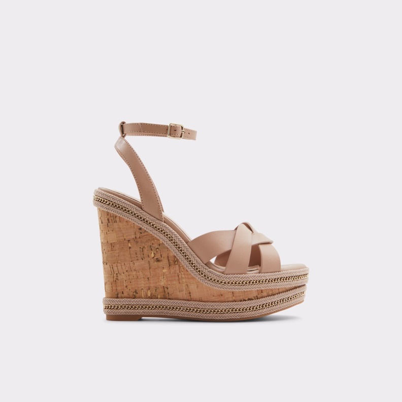 Aldo Fashion Droyers Wedge Sandal Wedge Heel Light Beige