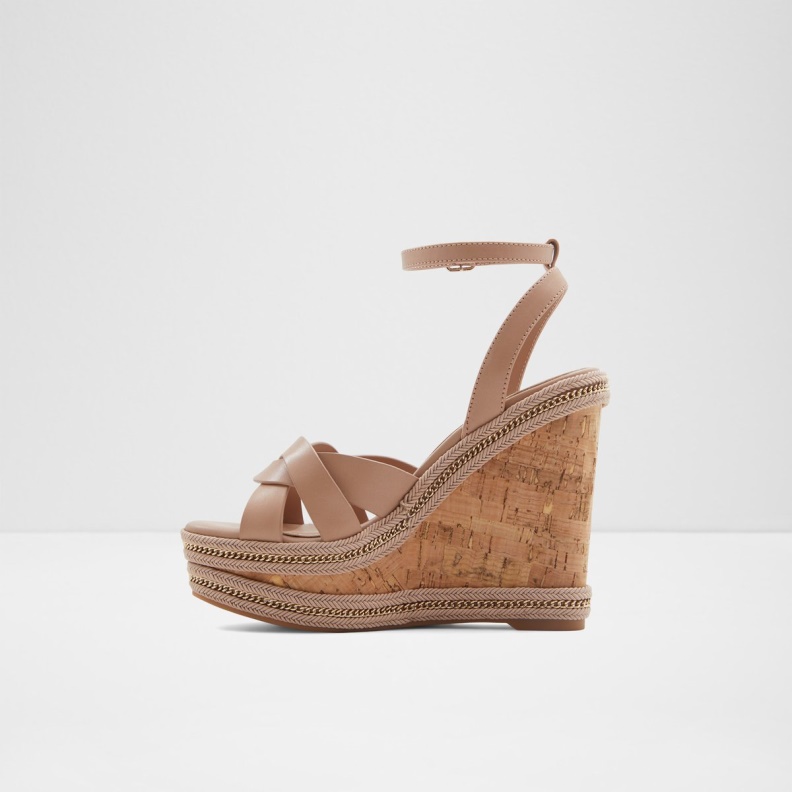 Aldo Fashion Droyers Wedge Sandal Wedge Heel Light Beige