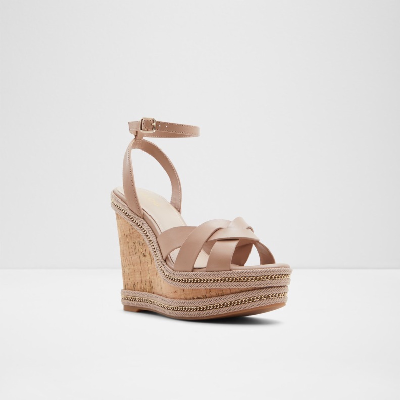 Aldo Fashion Droyers Wedge Sandal Wedge Heel Light Beige