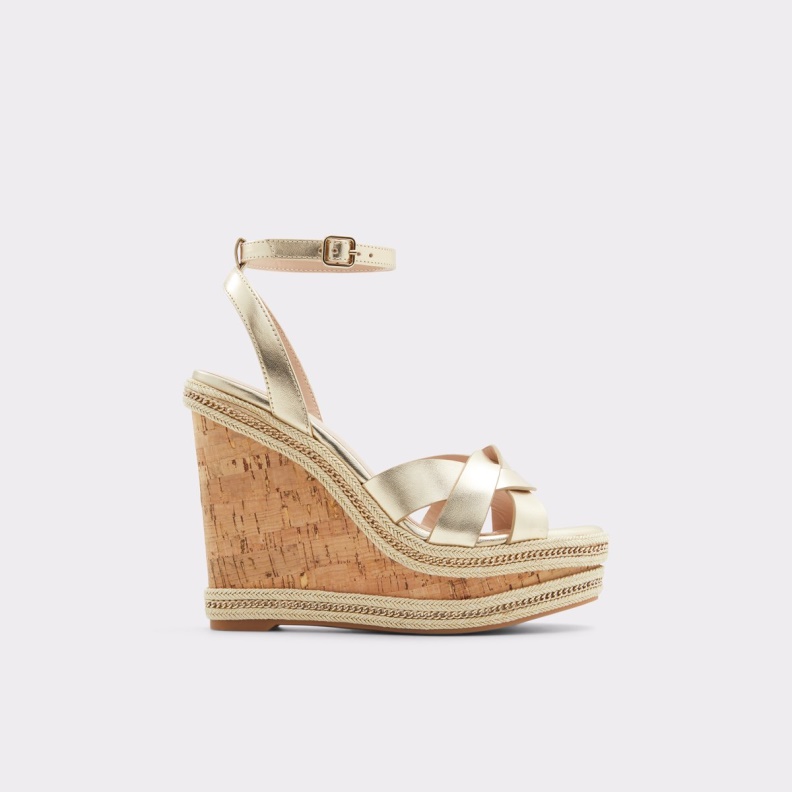 Fashion Champagne Aldo Droyers Wedge Sandal Wedge Heel