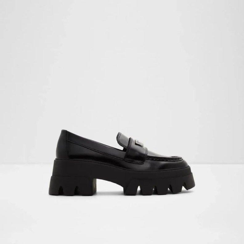 Black Fashion Aldo Grandwalk Women's Lug Sole Penny Loafer