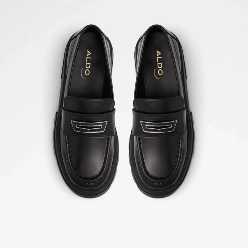 Black Fashion Aldo Grandwalk Women's Lug Sole Penny Loafer