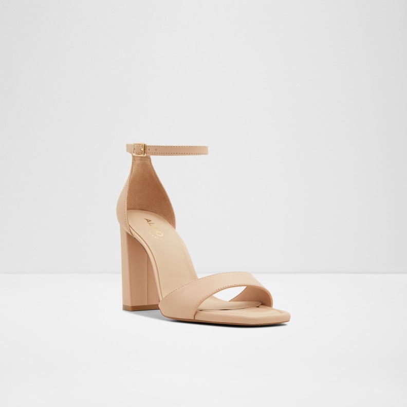 Aldo Light Beige Fashion Enaegyn Ankle Strap Heeled Sandal Cup Sole