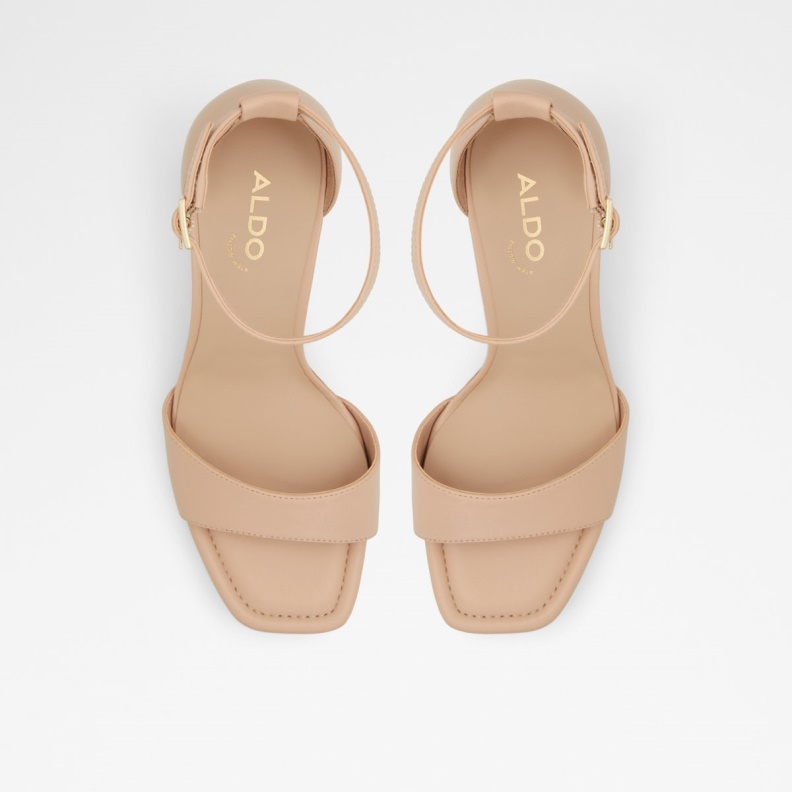 Aldo Light Beige Fashion Enaegyn Ankle Strap Heeled Sandal Cup Sole