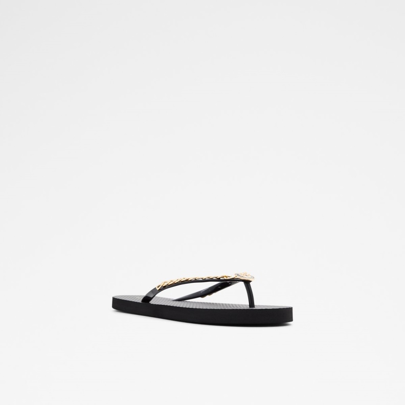 Aldo Black-Gold Multi Fashion New Arrival Enaldar Flat Sandal