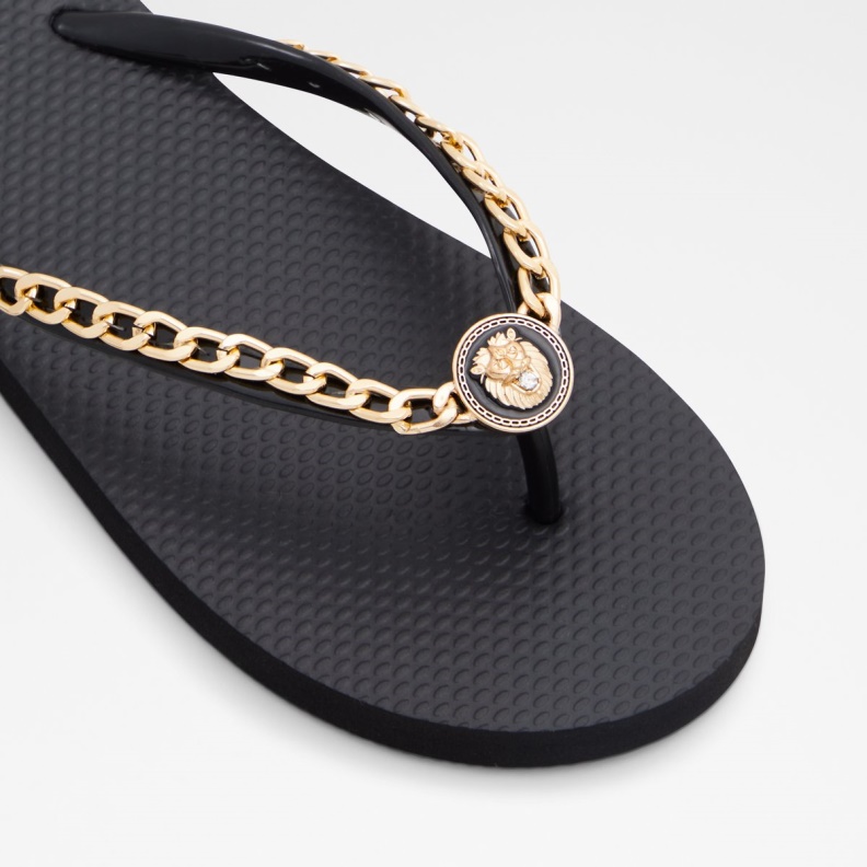 Aldo Black-Gold Multi Fashion New Arrival Enaldar Flat Sandal