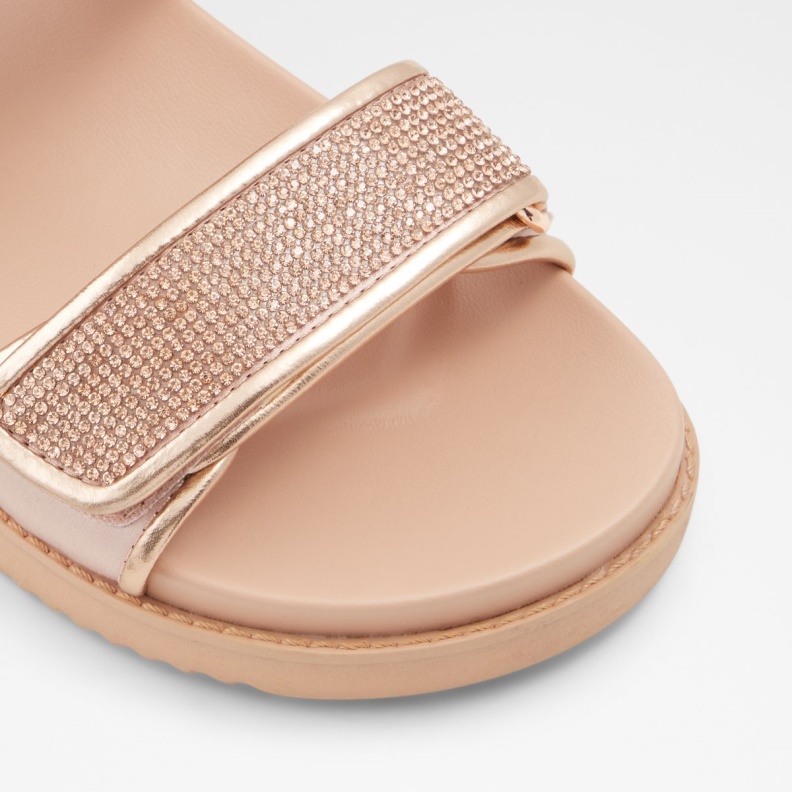 Fashion Rose Gold Textile Mixed Material Aldo Eowiliwia Sling Back Flat Sandal