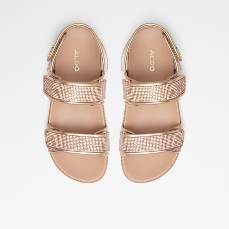 Fashion Rose Gold Textile Mixed Material Aldo Eowiliwia Sling Back Flat Sandal