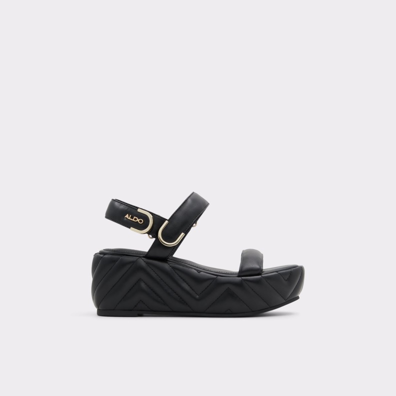 Black Aldo Fashion Eroellan Wedge Sandal Platform