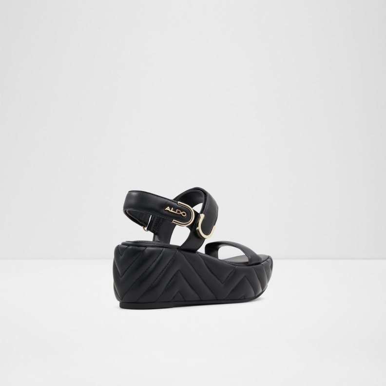 Black Aldo Fashion Eroellan Wedge Sandal Platform