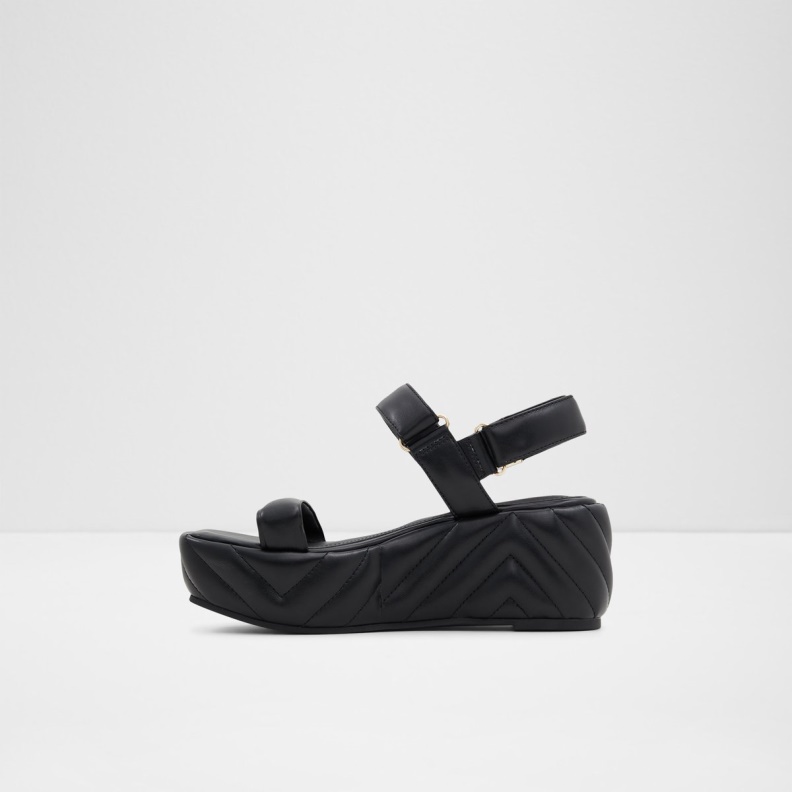 Black Aldo Fashion Eroellan Wedge Sandal Platform