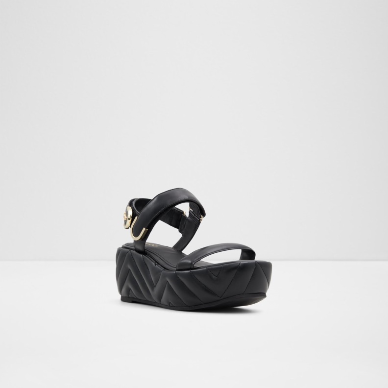 Black Aldo Fashion Eroellan Wedge Sandal Platform