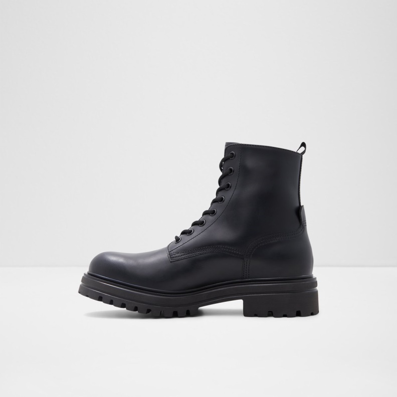 Aldo Fashion Black Leather Smooth New Arrival Falconer Lace-Up Boot Lug Sole