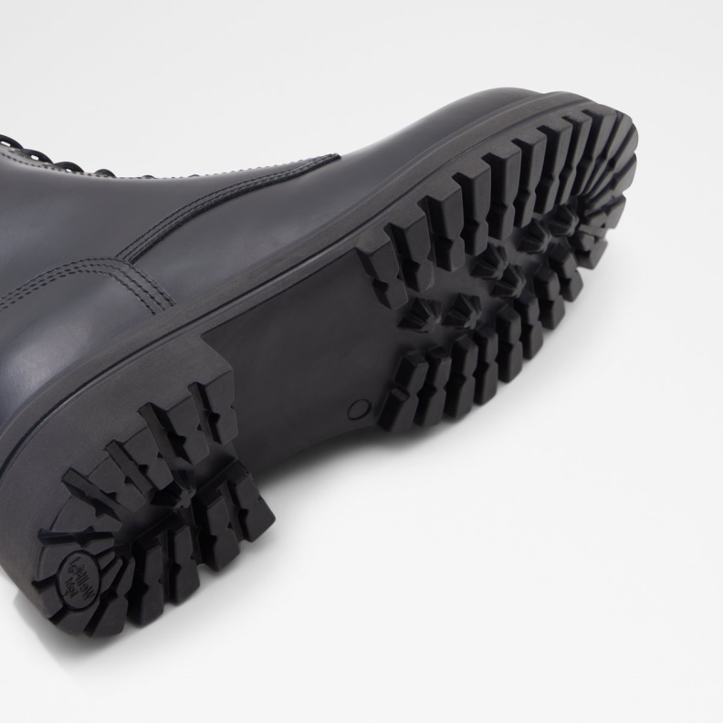 Falconer Lace-Up Boot Lug Sole Fashion Black Leather Smooth Aldo