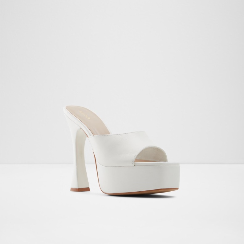 Aldo White Fashion Faraah High Heel Sandal Block Heel