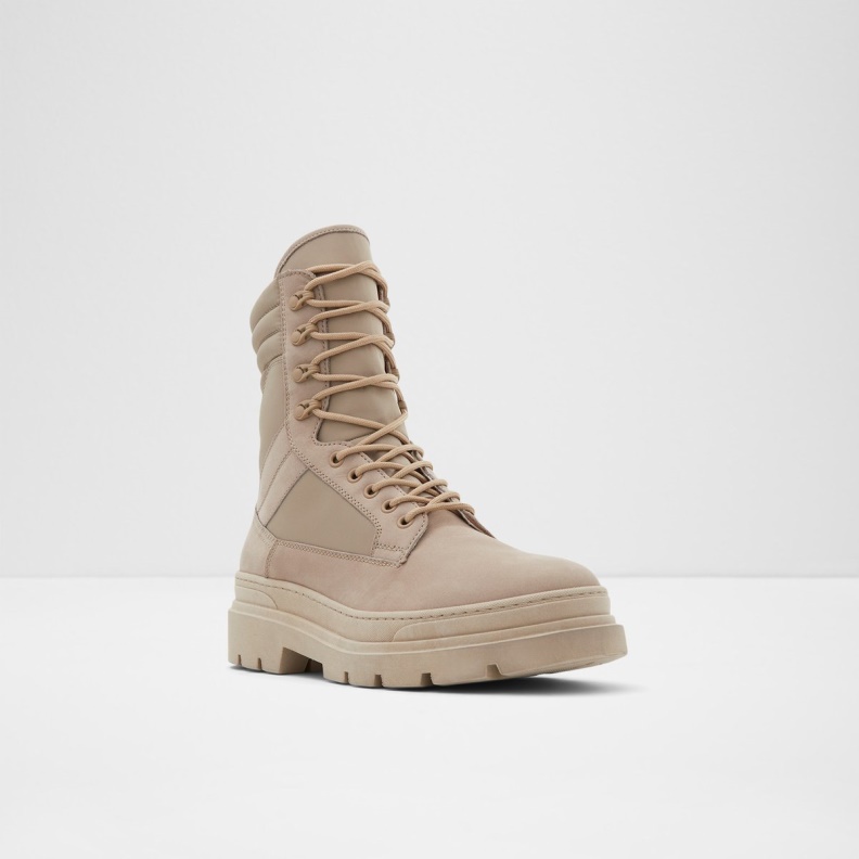 Aldo Fashion New Arrival Field Lace-Up Boot Lug Sole Light Beige