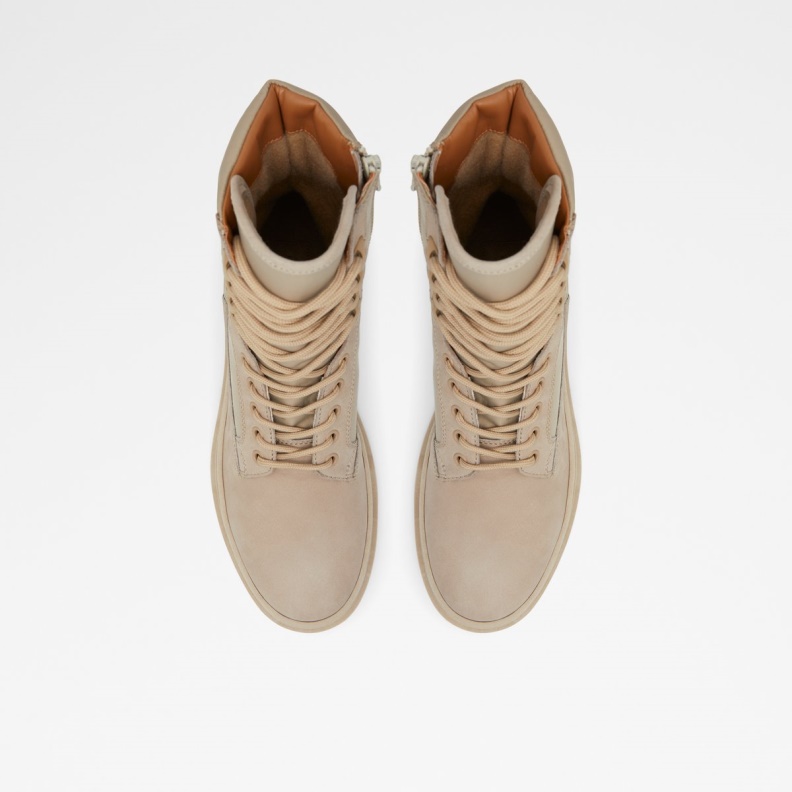 Aldo Fashion New Arrival Field Lace-Up Boot Lug Sole Light Beige