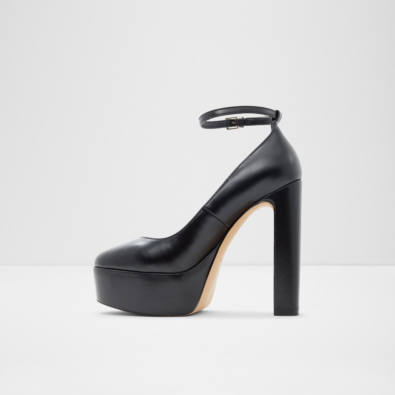 Aldo New Arrival Fonda Ankle Strap Heeled Shoe Plateforme Black Fashion