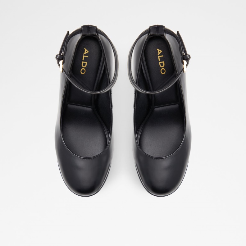 Aldo New Arrival Fonda Ankle Strap Heeled Shoe Plateforme Black Fashion