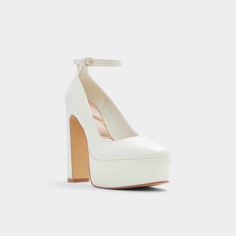 New Arrival Fonda Ankle Strap Heeled Shoe Flatform Fashion White Aldo