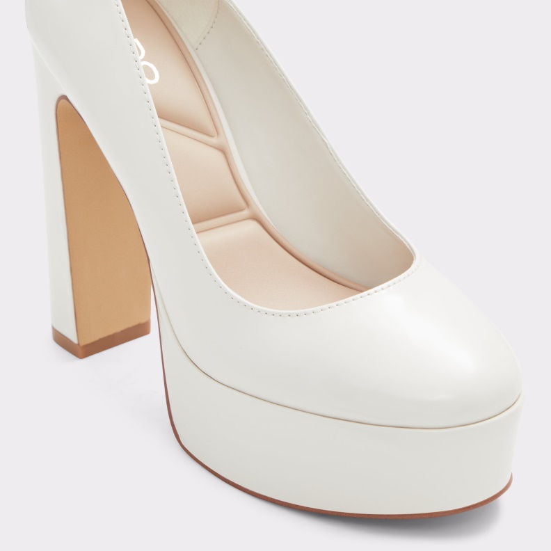 New Arrival Fonda Ankle Strap Heeled Shoe Flatform White Aldo Fashion