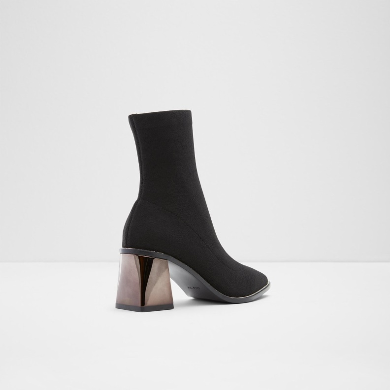 Aldo Fashion Black Galalith Ankle Boot Block Heel