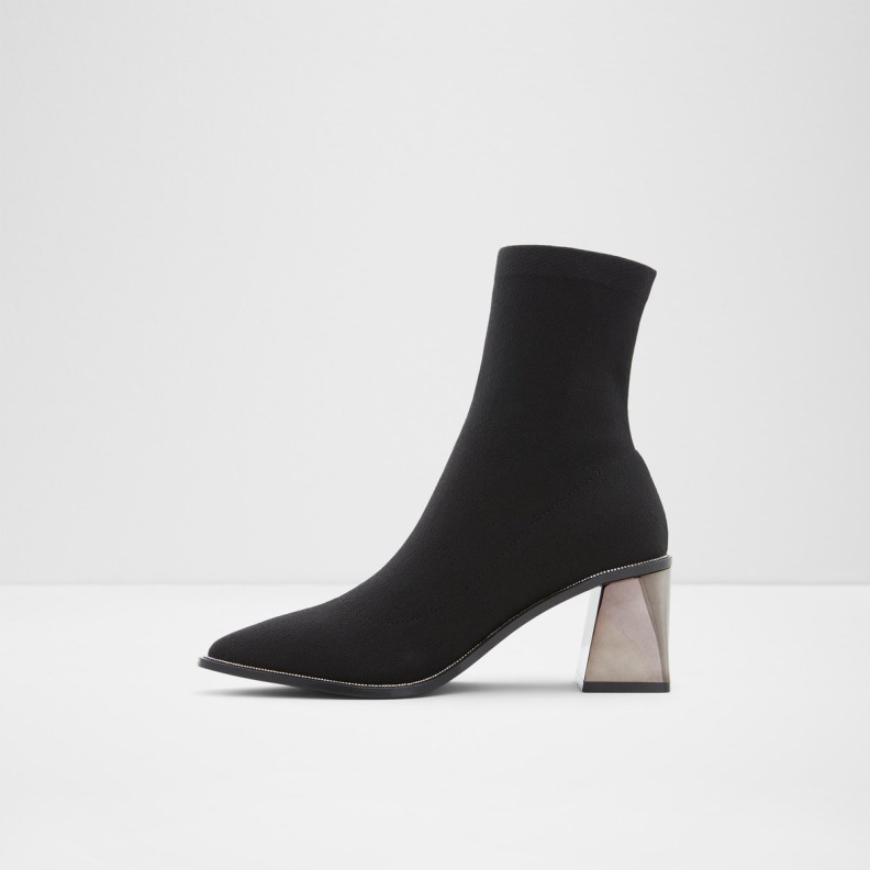Aldo Fashion Black Galalith Ankle Boot Block Heel
