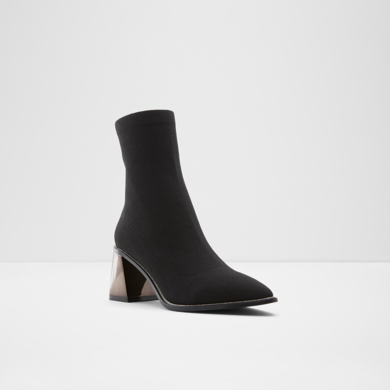 Aldo Fashion Black Galalith Ankle Boot Block Heel