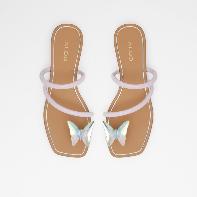 Light Purple Synthetic Glitter Garberia Flat Sandal Aldo Fashion