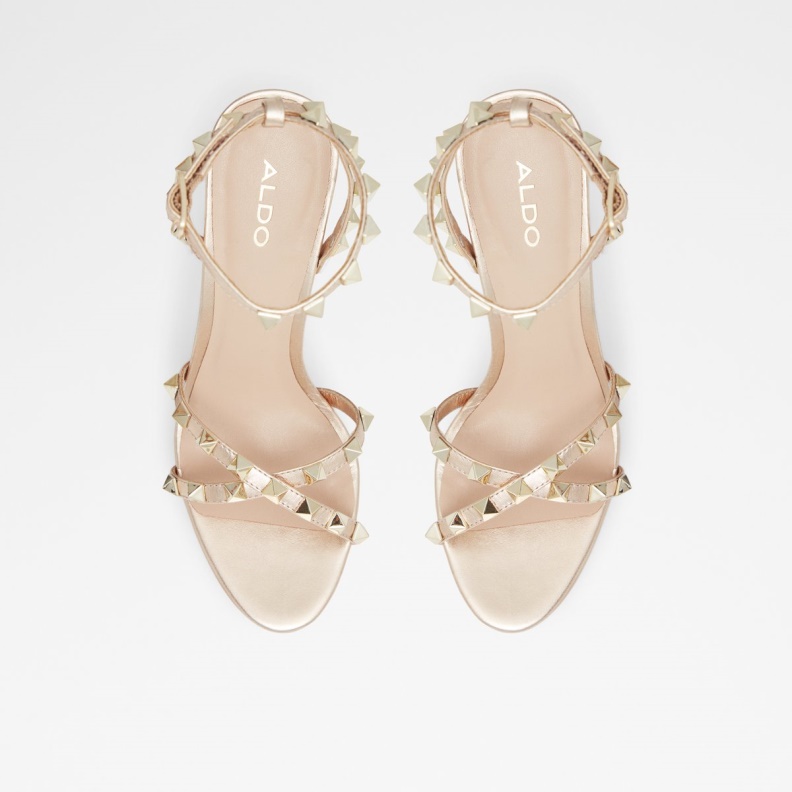 Gold Aldo Fashion Geegully Ankle Strap Heeled Sandal Plateforme