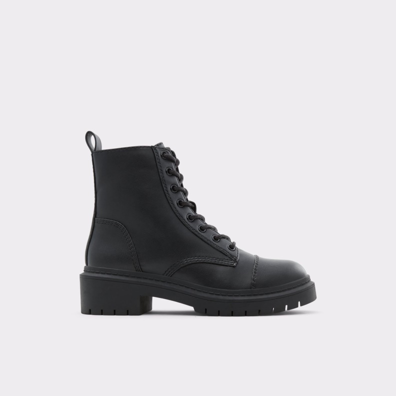 Black Fashion Aldo Goer Combat Boots Lug Sole