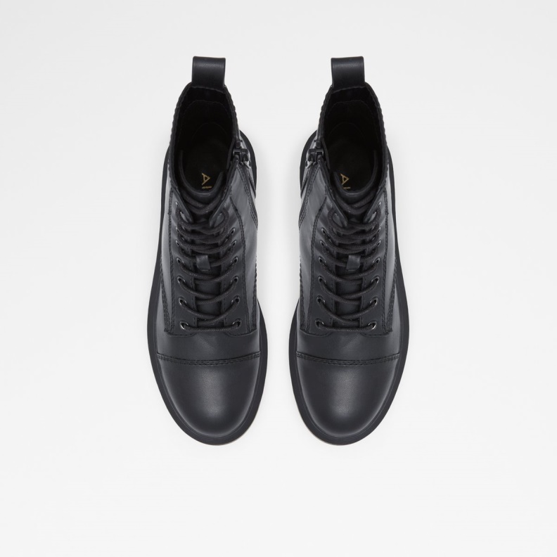 Black Fashion Aldo Goer Combat Boots Lug Sole