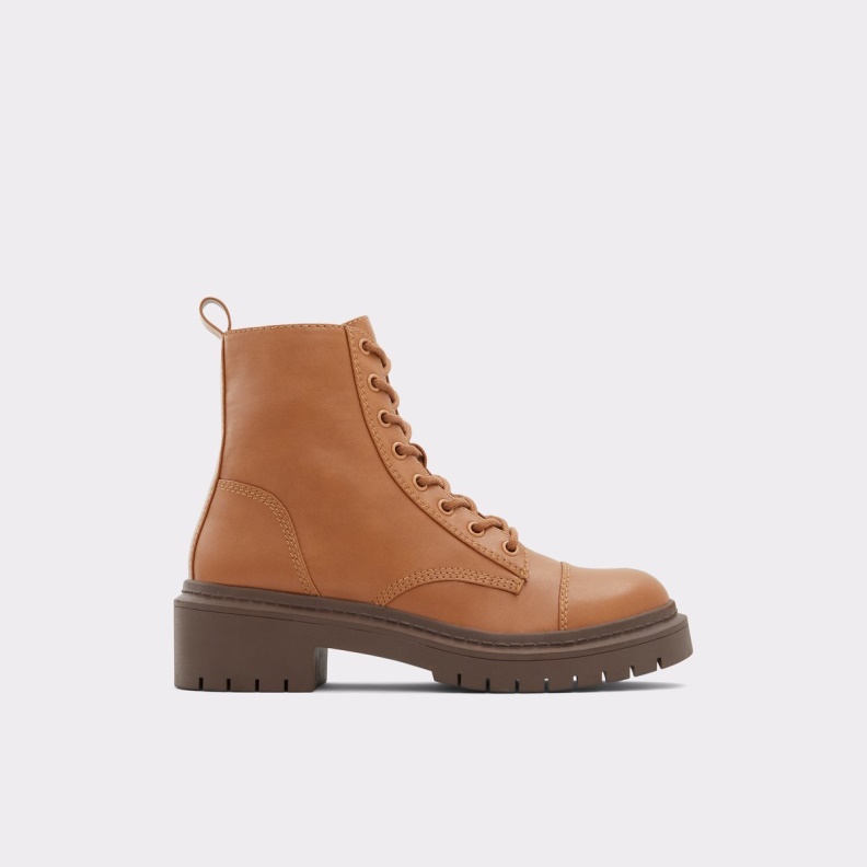 Aldo Fashion Cognac Goer Combat Boots Lug Sole