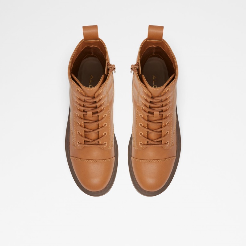 Aldo Fashion Cognac Goer Combat Boots Lug Sole