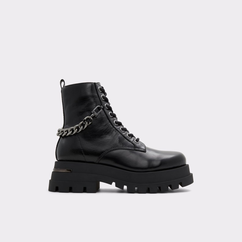 Fashion Aldo Grandeur Combat Boots Lug Sole Black