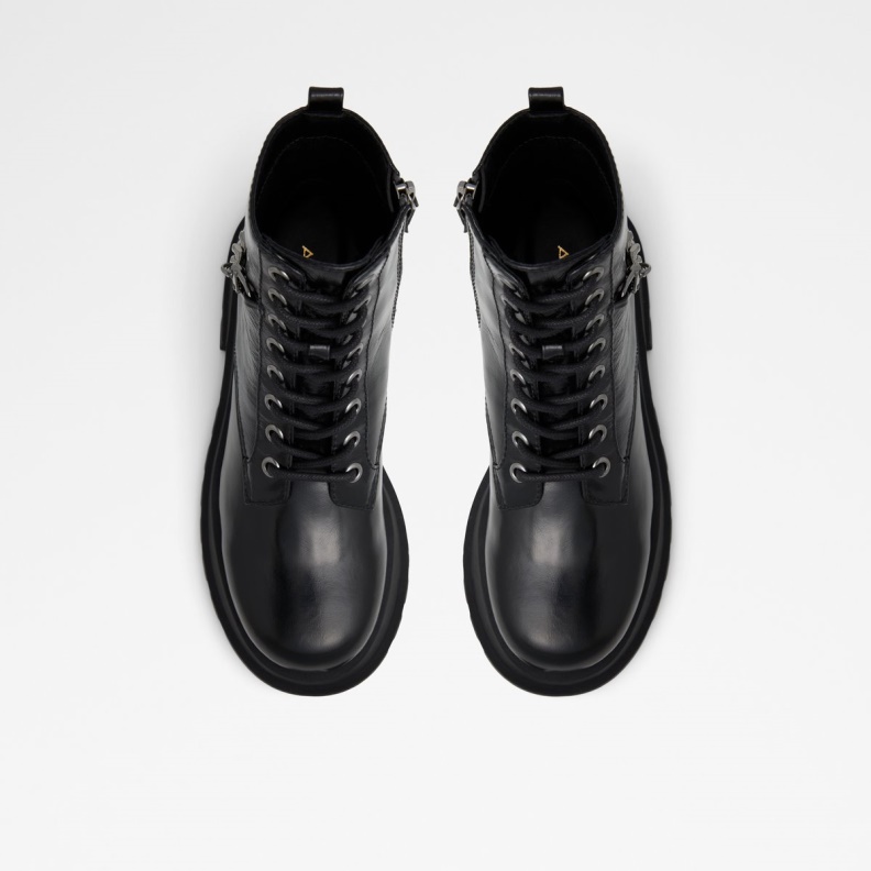 Fashion Aldo Grandeur Combat Boots Lug Sole Black