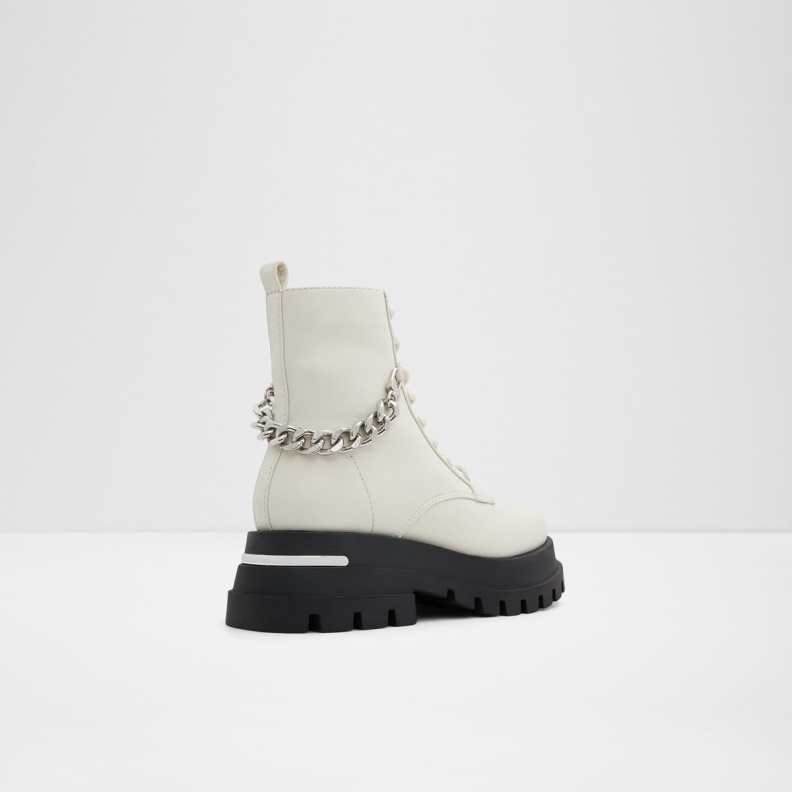 Aldo Fashion White Grandeur Combat Boots Lug Sole