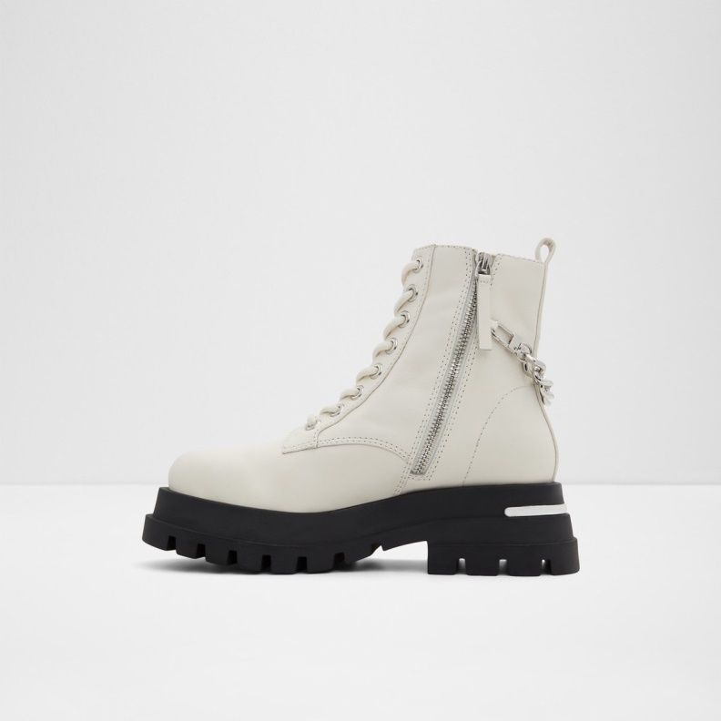 Aldo Fashion White Grandeur Combat Boots Lug Sole