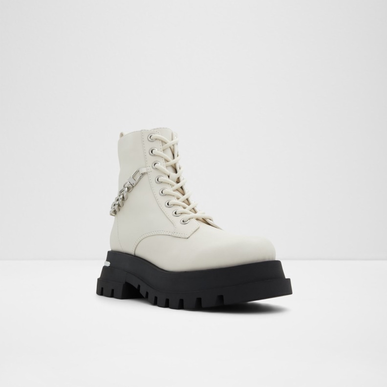 Aldo White Fashion Grandeur Combat Boots Lug Sole