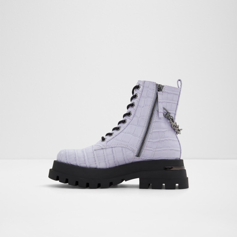 Aldo Fashion Grandeur Combat Boots Lug Sole Purple