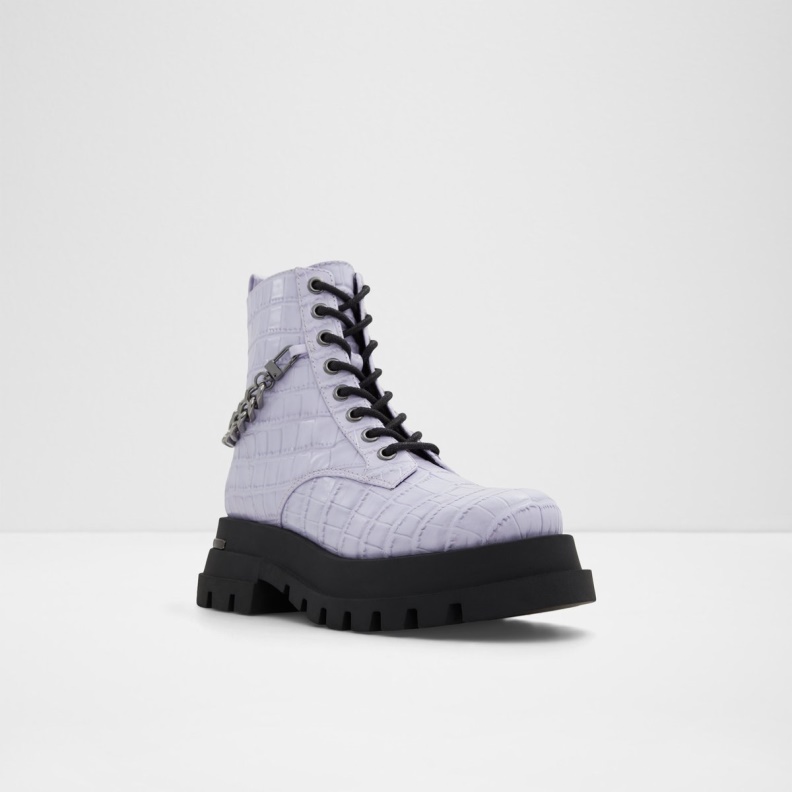 Aldo Fashion Grandeur Combat Boots Lug Sole Purple