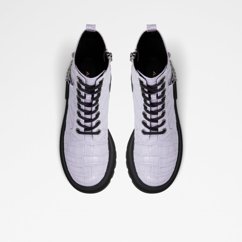 Aldo Fashion Grandeur Combat Boots Lug Sole Purple