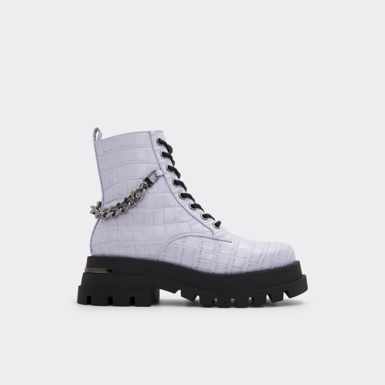 Grandeur Combat Boots Lug Sole Purple Aldo Fashion