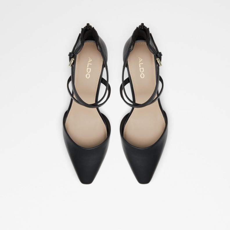 Black Synthetic Smooth New Arrival Grarwen Ankle Strap Heeled Shoe Aldo Fashion