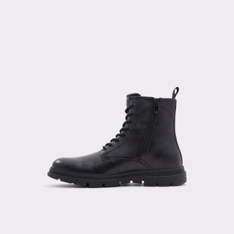 Fashion Black Leather Smooth Graveldiver Lace-Up Boot Aldo