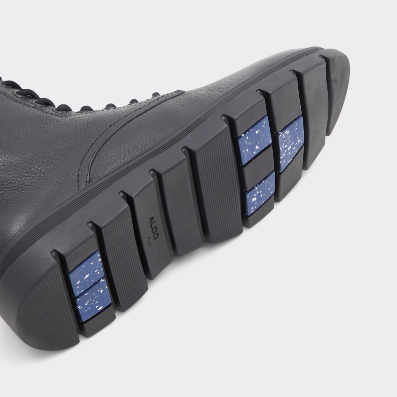 Aldo Black Leather Smooth Fashion Graveldiver Lace-Up Boot