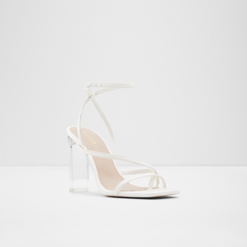 White Aldo Fashion Hainiel Strappy Heeled Sandal Cup Sole