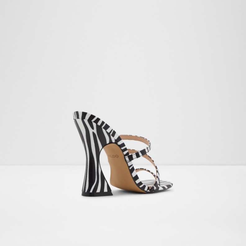 Aldo Fashion Black-White Hugar Heeled Mule